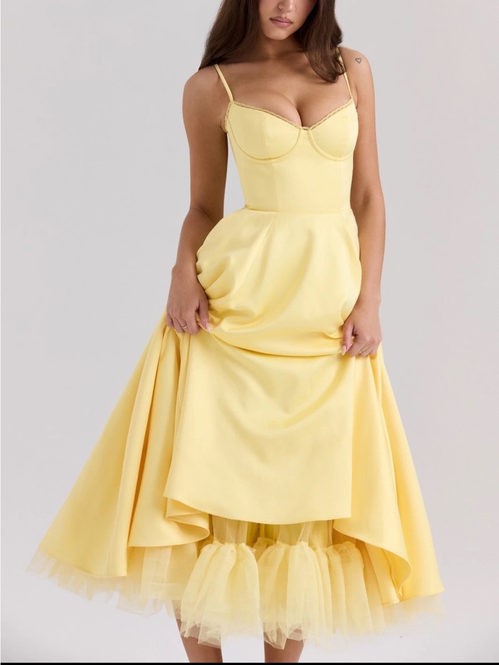 House of CB Mademoiselle Yellow midi dress